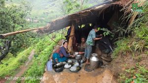Traditional Nepali Village Life: Cooking Lentil Soup with Green Bean Shoots